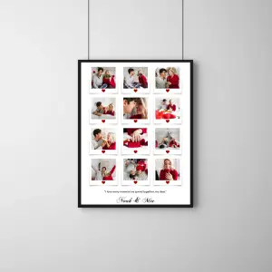 Personalized Couple Memory Collage Frame – Multi Photo Love Story Grid Frame