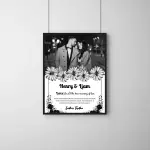 Floral Couple Portrait Frame – Personalized Black & White Love Quote Frame