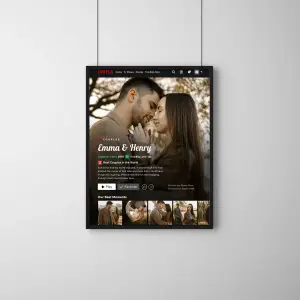 LOVEFLIX Featured Frame – Personalized Netflix Style Couple Poster