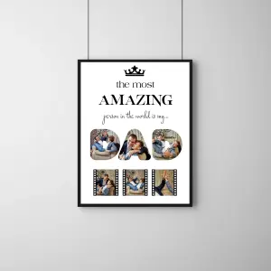 Amazing Dad Crown Frame – Personalized Premium Father Photo Frame