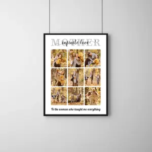 Infinite Love Mother Collage Frame – Personalized Mom Memory Grid Photo Gift