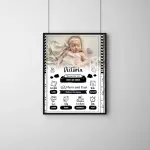 Minimalist Baby Birth Details Frame | Personalized Newborn Keepsake with Name & Stats