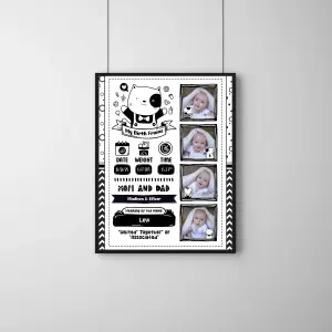 My Birth Story Frame – Personalized Baby Photo Collage with Birth Details