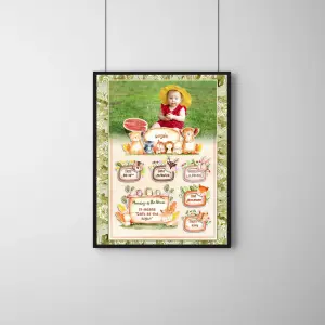 Woodland Baby Birth Frame – Personalized Newborn Memory Keepsake with Cute Animal Theme