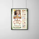Safari Baby Birth Frame – Personalized Newborn Jungle Theme Keepsake